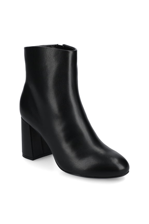 Kit Stacked Heel Pointed Toe Inside Zipper Comfort Dress Booties