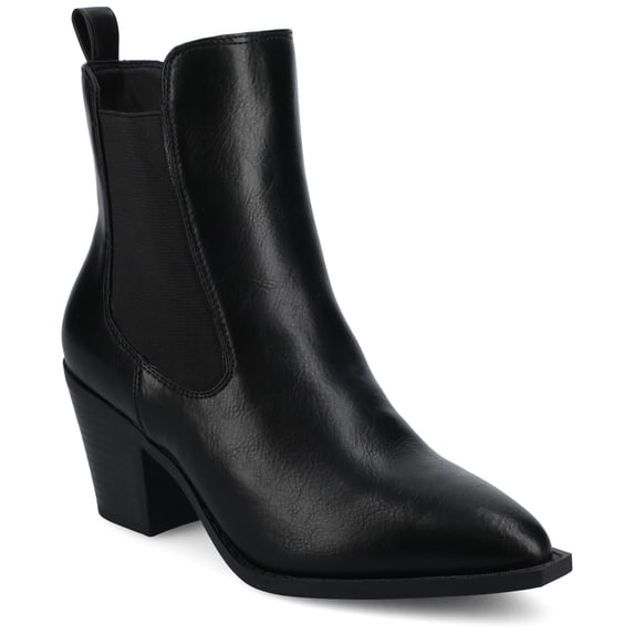 Journee Rosemary Western Pointed Toe Cuban Heel Casual Comfort Chelsea Booties