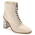 thumbnail image 1 of Journee Signature Womens Genuine Leather Edda Almond Toe Block Heel Combat Booties, 1 of 8