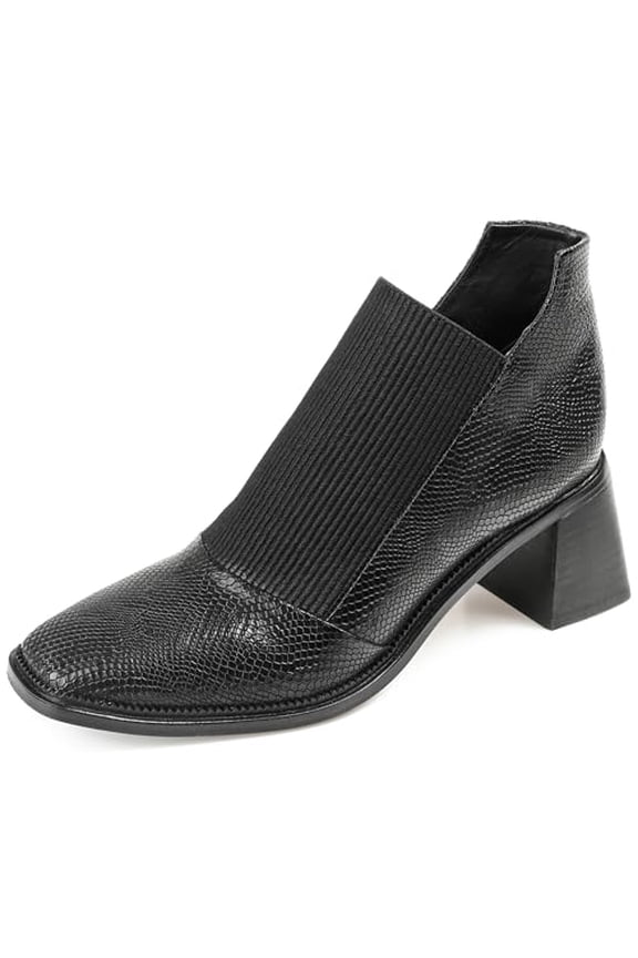 Signature Women's Stylla Stretch Vamp Block Heel Shooties, Black, 8