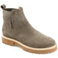 thumbnail image 1 of Journee Signature Womens Genuine Leather Bristol Round Toe Block Heel Chelsea Booties, 1 of 8