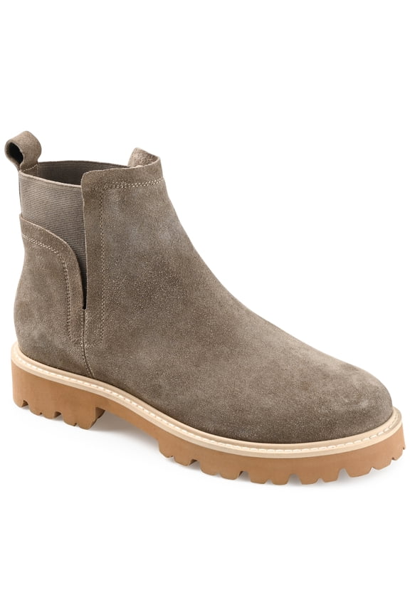 Signature Womens Genuine Leather Bristol Round Toe Block Heel Chelsea Booties