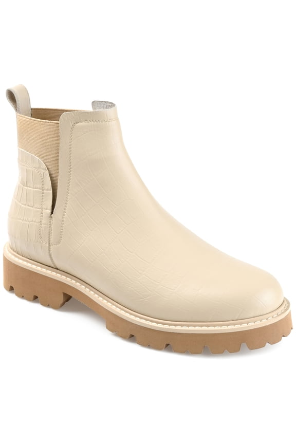 Signature Womens Genuine Leather Bristol Round Toe Block Heel Chelsea Booties