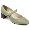 thumbnail image 1 of Journee Signature Womens Genuine Leather Ellsy Mary Jane Low Stacked Heel Square Toe Pumps, 1 of 9