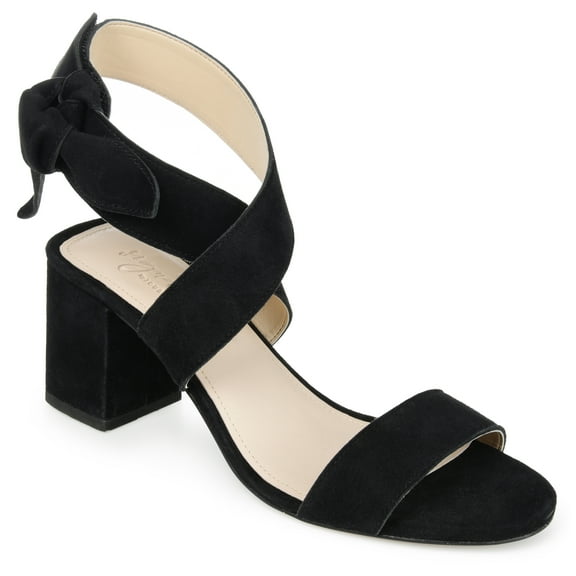 Journee Signature Womens Genuine Leather Hether Hook and Loop Block Heel Sandals