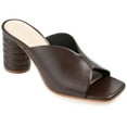 thumbnail image 1 of Journee Signature Womens Genuine Leather Karah Slip On Block Heel Open Square Toe Sandals, 1 of 8