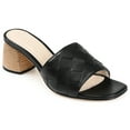 thumbnail image 1 of Journee Signature Womens Genuine Leather Kellee Slip On Stacked Heel Open Square Toe Sandals, 1 of 8