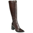 thumbnail image 1 of Journee Signature Womens Genuine Leather Laila Wide Calf Almond Toe Inside Zip Knee High Boots, 1 of 8
