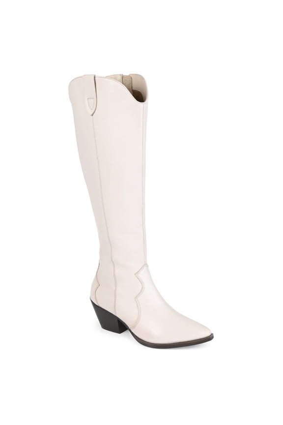 Signature Womens Genuine Leather Pryse Extra Wide Calf Almond Toe Pull On Knee High Boots