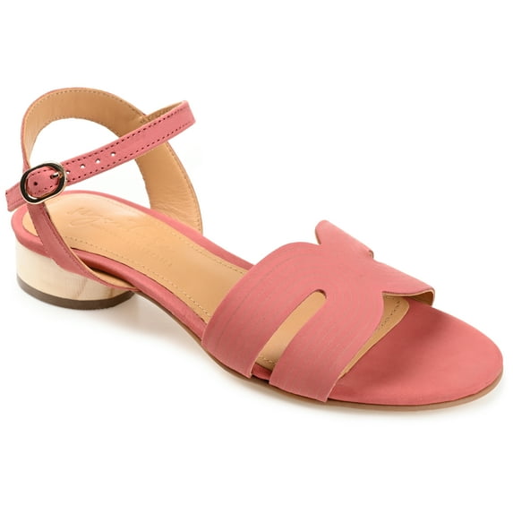 Journee Signature Womens Genuine Leather Starlee Buckle Ankle Strap Sandals