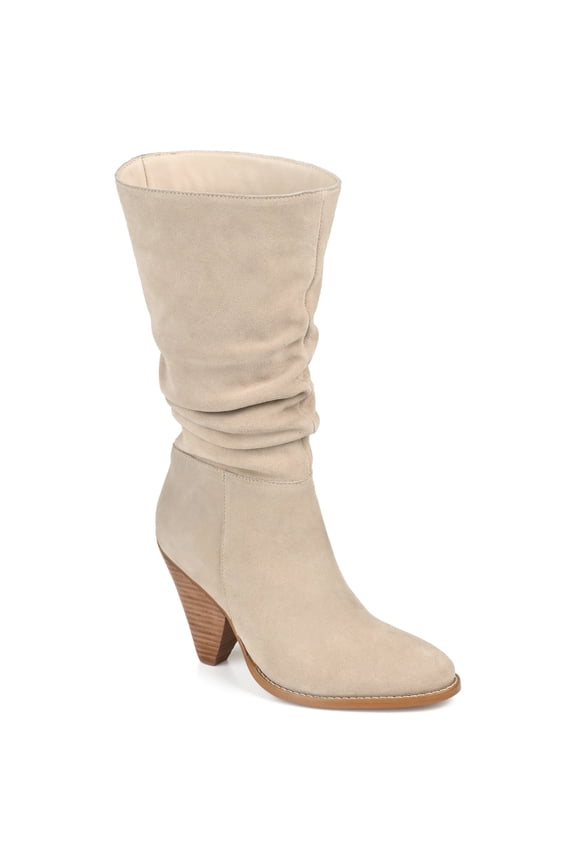 Signature Womens Genuine Leather Syrinn Almond Toe Inside Zip Mid Calf Boots