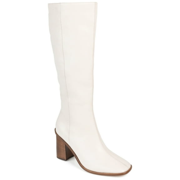 Journee Signature Womens Genuine Leather Tamori Square Toe Inside Zip Knee High Boots