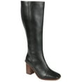 thumbnail image 1 of Journee Signature Womens Genuine Leather Tamori Wide Calf Square Toe Inside Zip Knee High Boots, 1 of 8