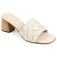 thumbnail image 1 of Journee Signature Womens Genuine Leather Kellee Slip On Stacked Heel Open Square Toe Sandals, 1 of 8