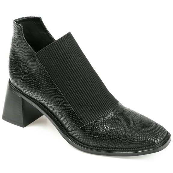 Journee Signature Womens Genuine Leather Stylla Square Toe Stacked Ankle Booties