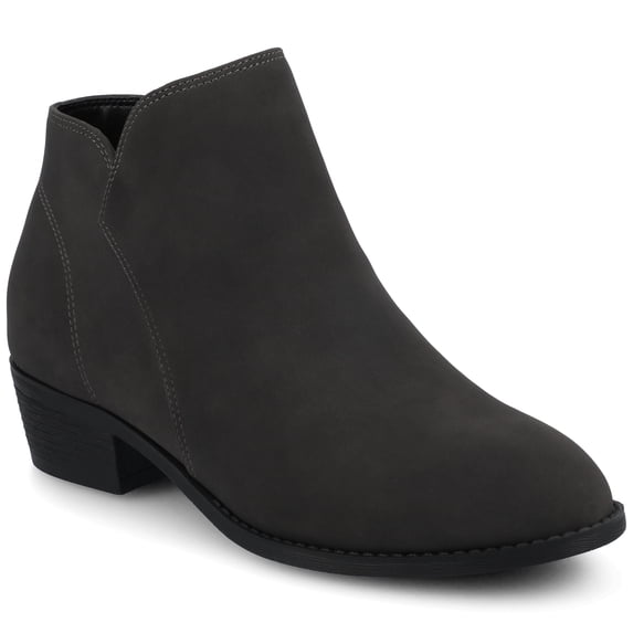 Journee Solarah Pull-on Almond Toe Block Heel Comfort Casual Ankle Bootie