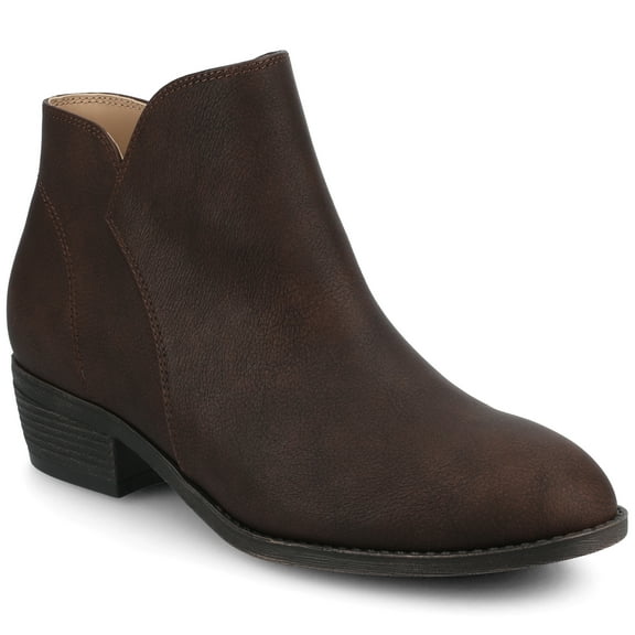 Journee Solarah Pull-on Almond Toe Block Heel Comfort Casual Ankle Bootie
