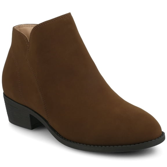 Journee Solarah Pull-on Almond Toe Block Heel Comfort Casual Ankle Bootie