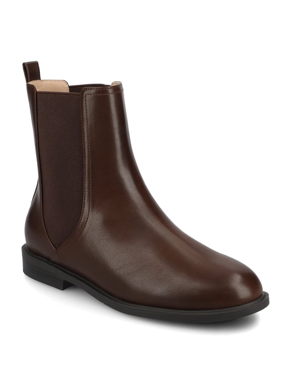 Violet Almond Toe Block Heel Comfort Chelsea Boots