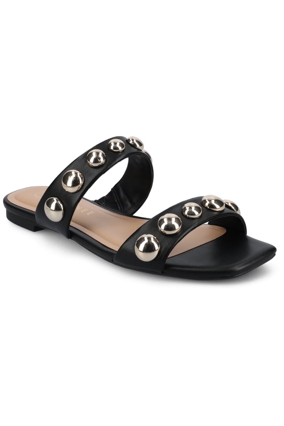 Women's Frida Studded Square Toe Flat Slide Sandals