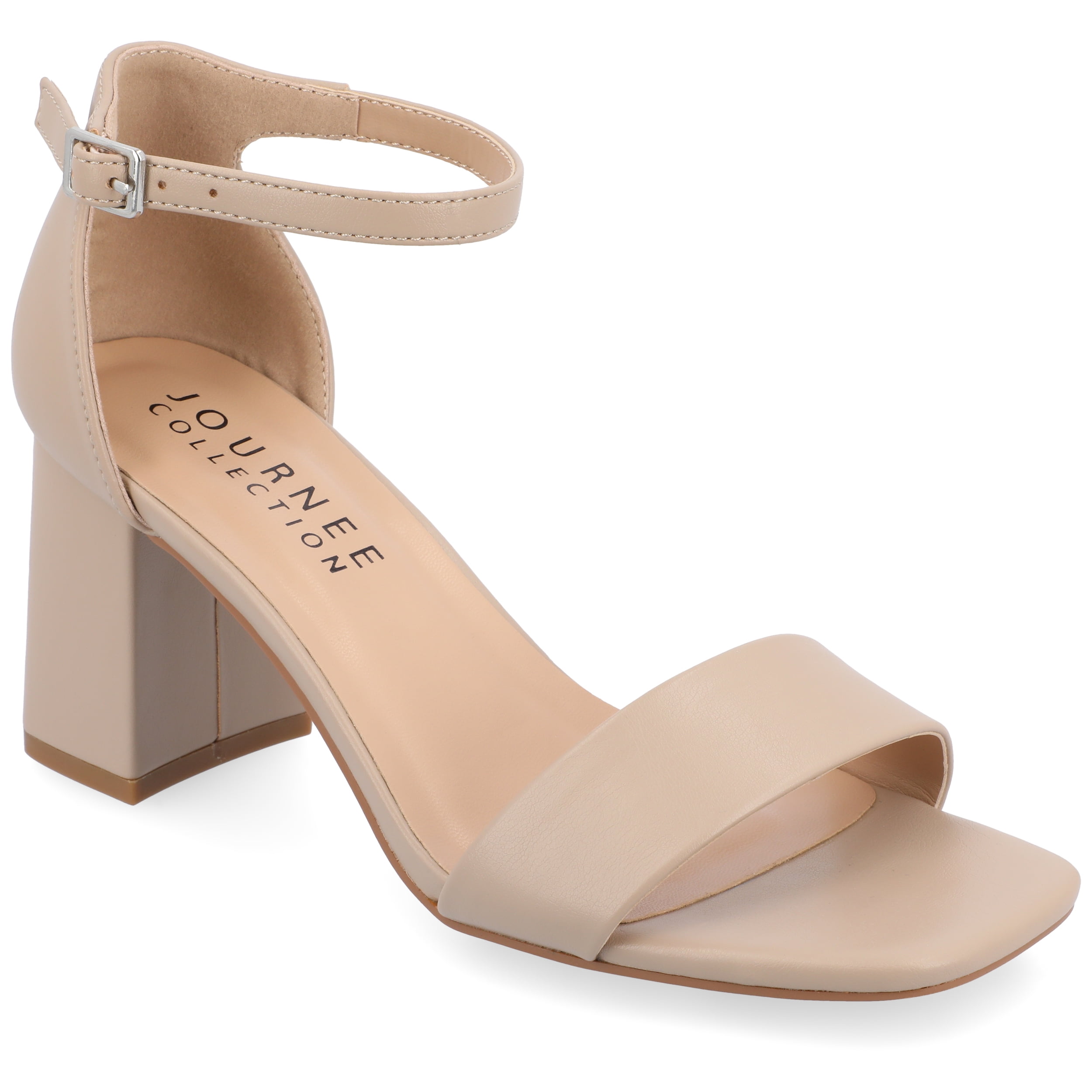 Journee Women's Valenncia SuperNatural Shades Open Square Toe Ankle Strap Sandals