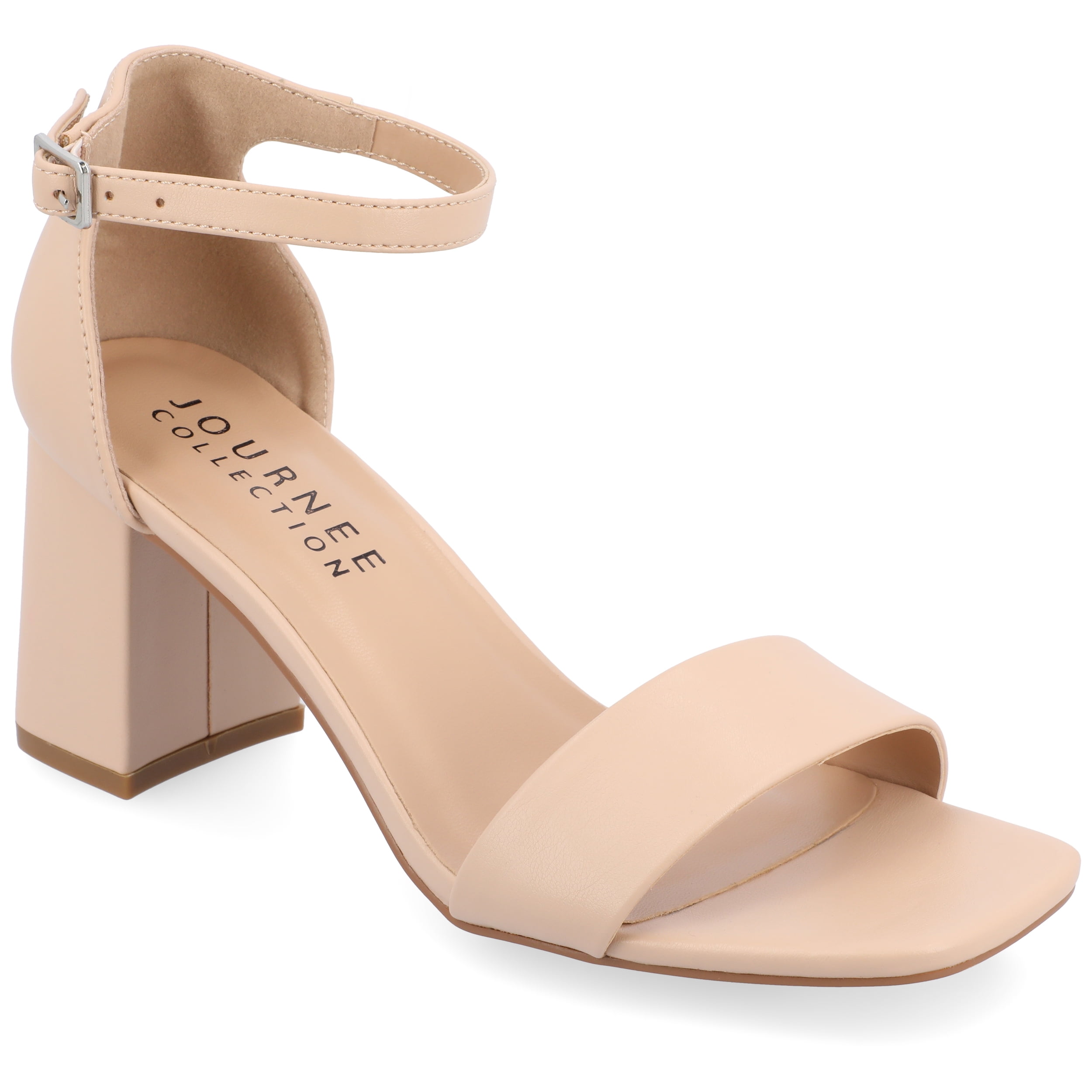 Journee Women's Valenncia SuperNatural Shades Wide Width Open Square Toe Ankle Strap Sandals