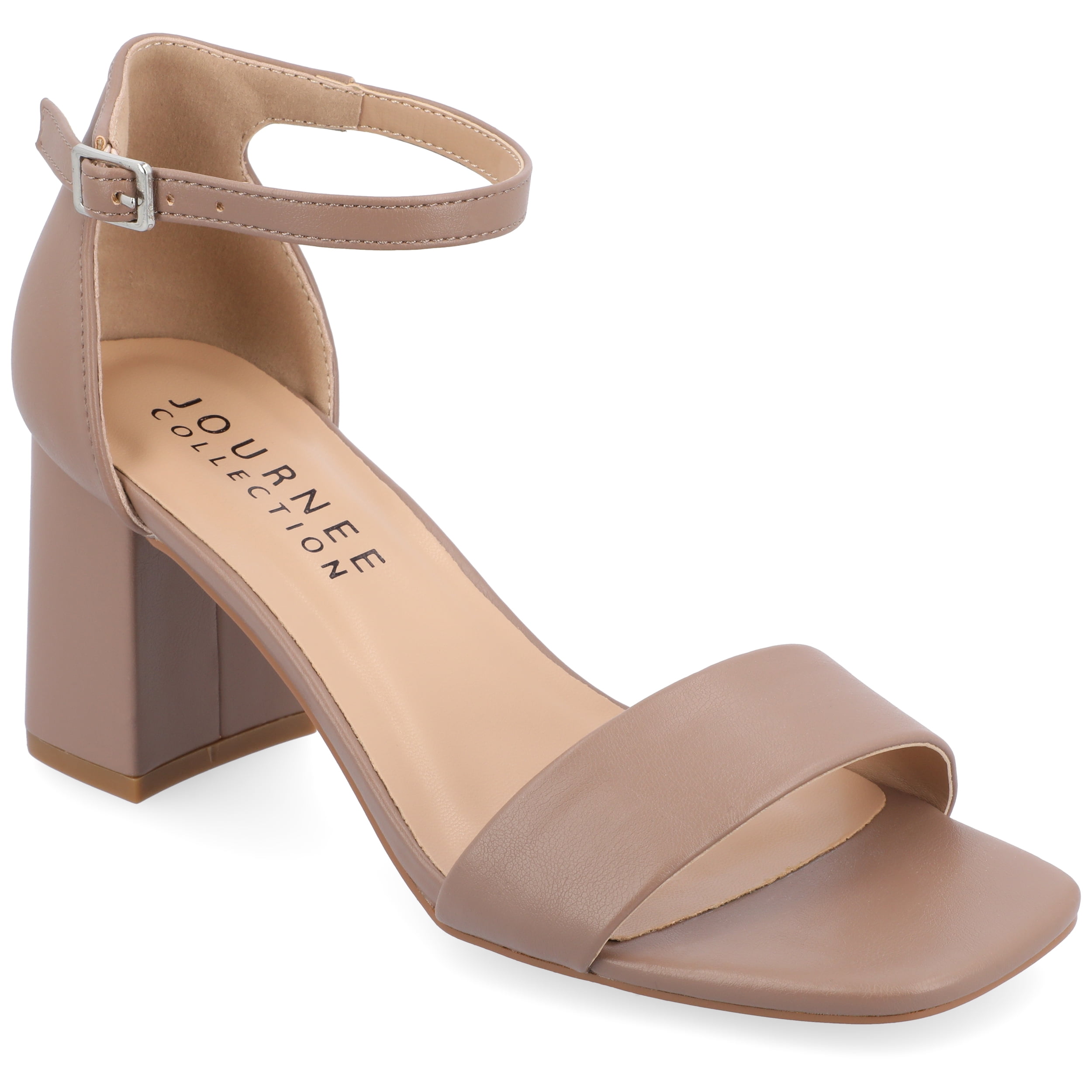 Journee Women's Valenncia SuperNatural Shades Wide Width Open Square Toe Ankle Strap Sandals