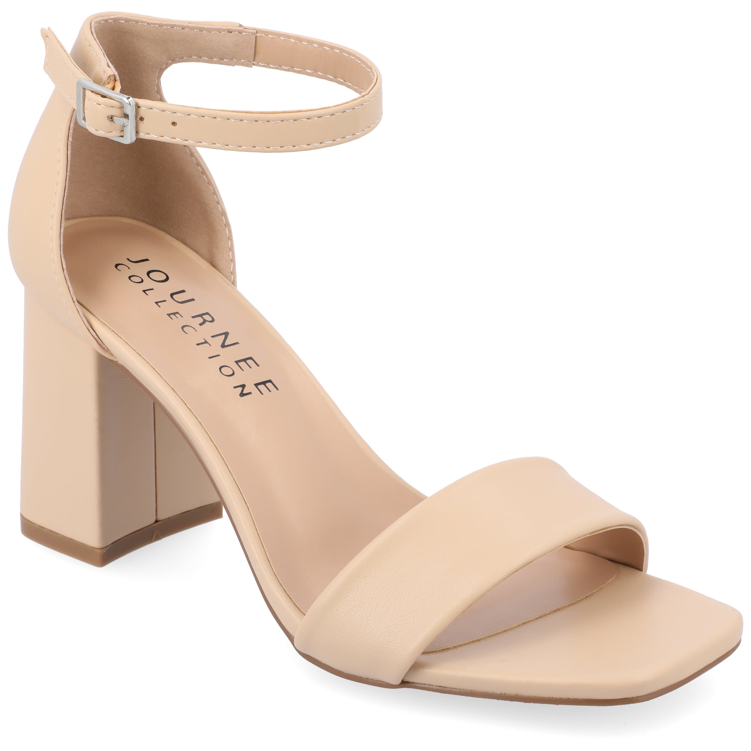 Journee Women's Valenncia SuperNatural Shades Wide Width Open Square Toe Ankle Strap Sandals