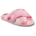 thumbnail image 1 of Journee Women's Veedia Soft Plush Open Toe Crisscross Strap Cushioned Slippers, 1 of 10