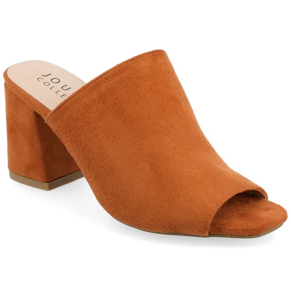 Journee Womens Adelaide Peep Toe Slip On Block Heel Sandals, Widths Available