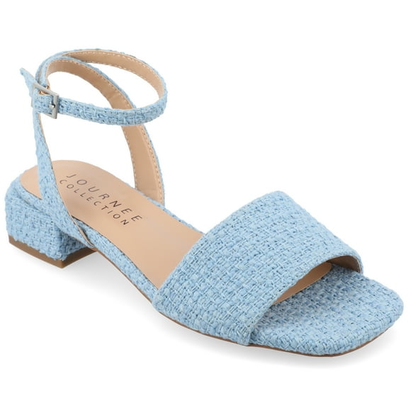 Journee Womens Adleey Tweed Flat Sandals