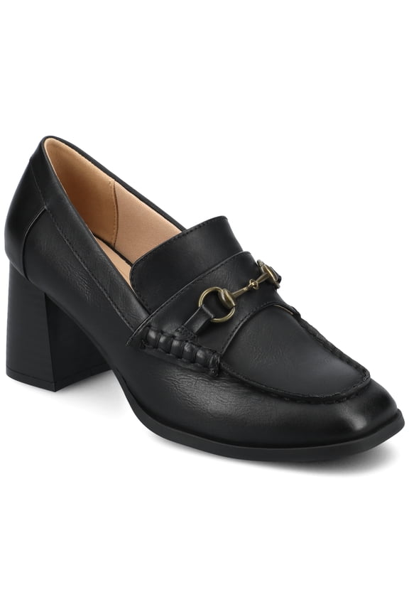 Womens Aisha Moc Toe Stacked Heel Comfort Pumps