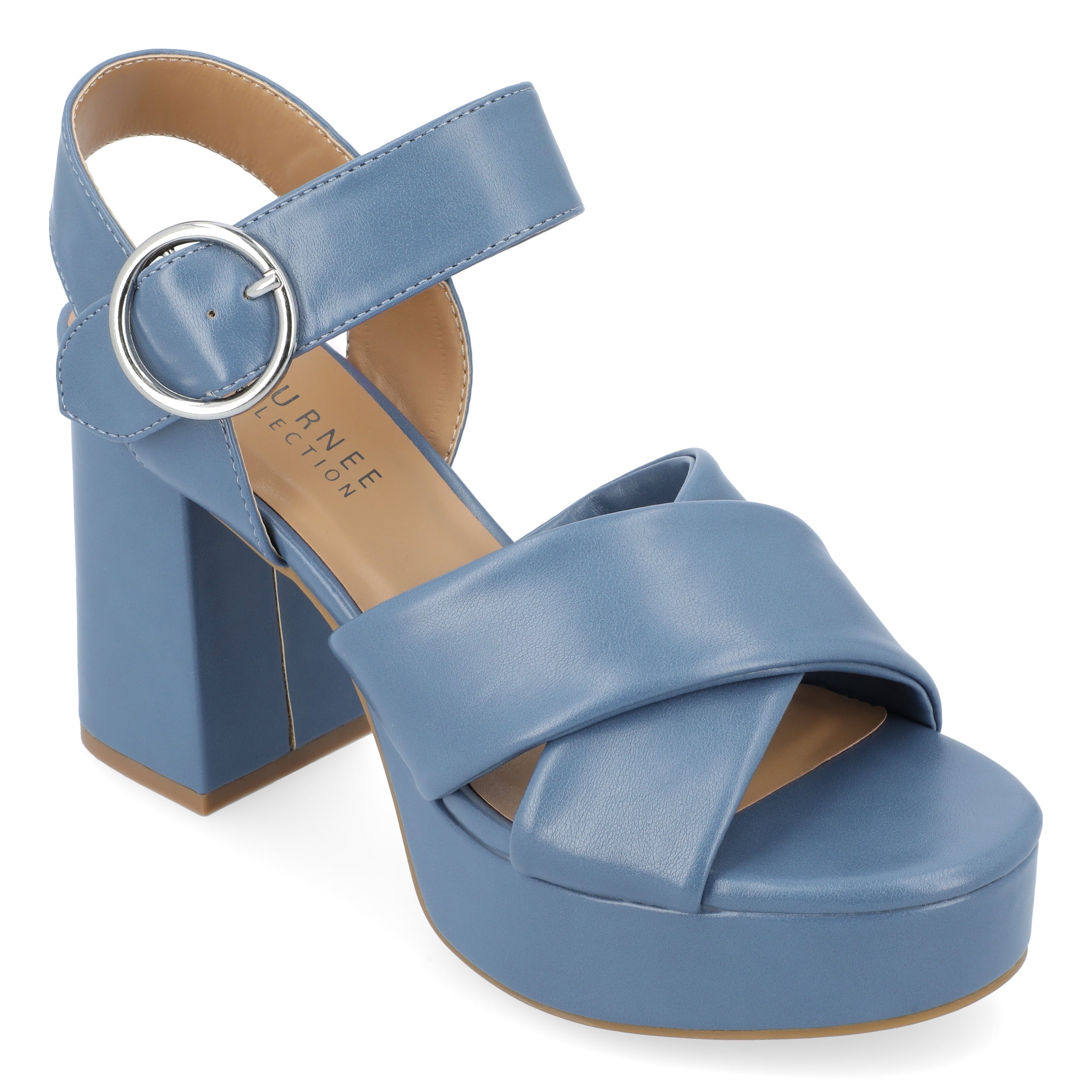 Journee Womens Akeely Mid Heel Platform Dress Sandals
