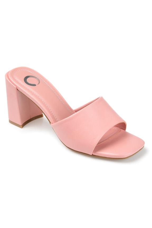 Womens Alisia Open Square Toe Slip On Block Heel Dress Sandals