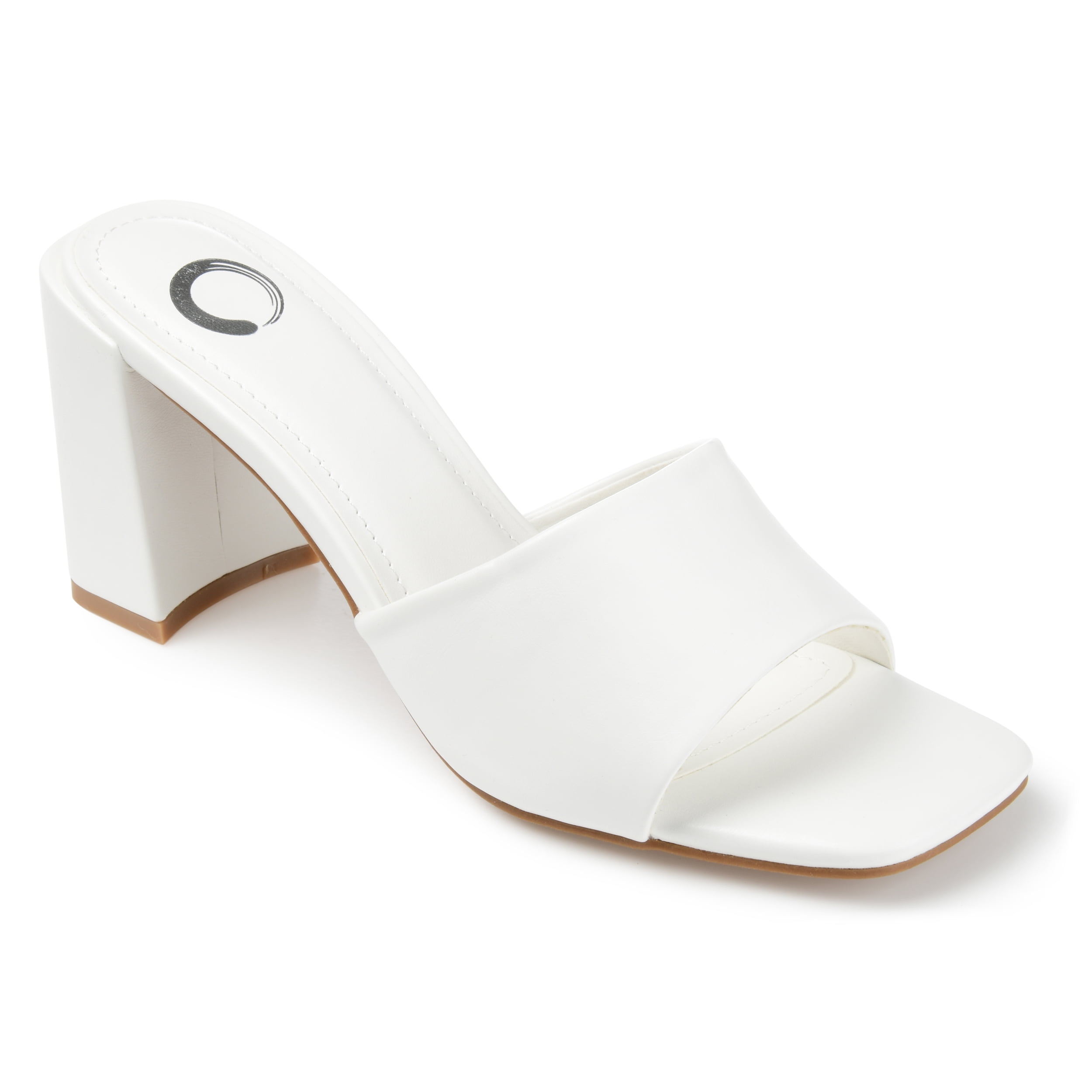 Journee Womens Alisia Open Square Toe Slip On Block Heel Dress
