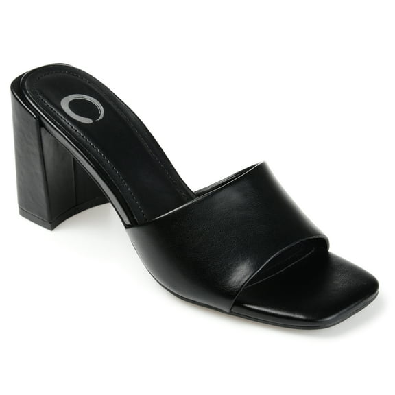 Journee Womens Alisia Open Square Toe Slip On Block Heel Dress Sandals