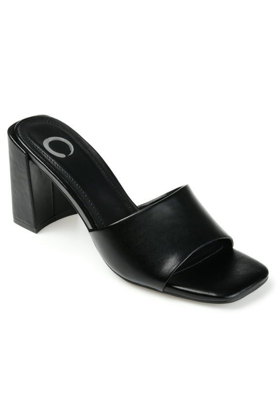 Womens Alisia Open Square Toe Slip On Block Heel Dress Sandals