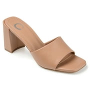 AMBELIGHT Women's Square Toe Block Heel Sandals - Slip On 2.5" Mid Heel Fashion Shoes For Dating, Parties & Vacations