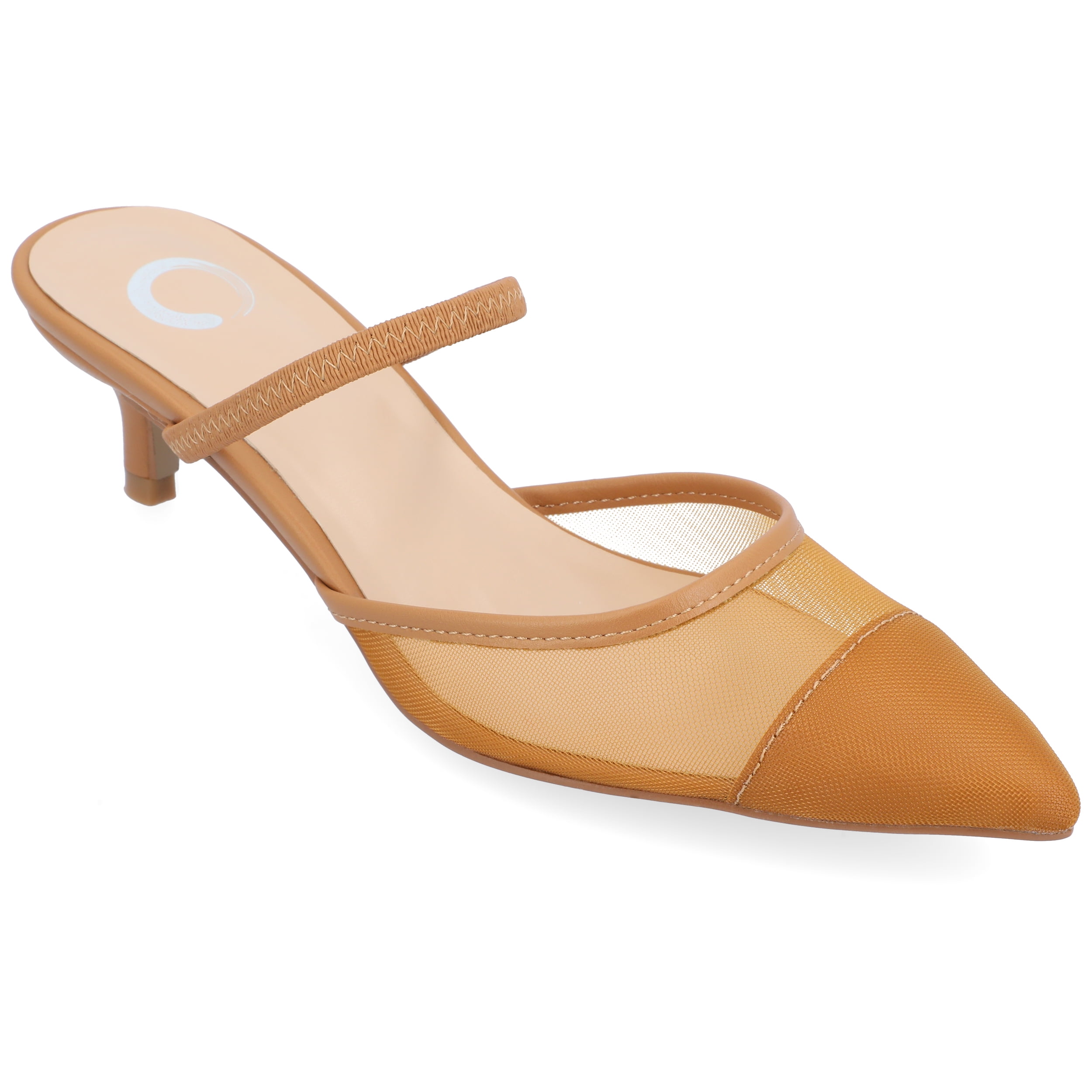 Journee Womens Allana Slip On Kitten Heel Mule Pumps