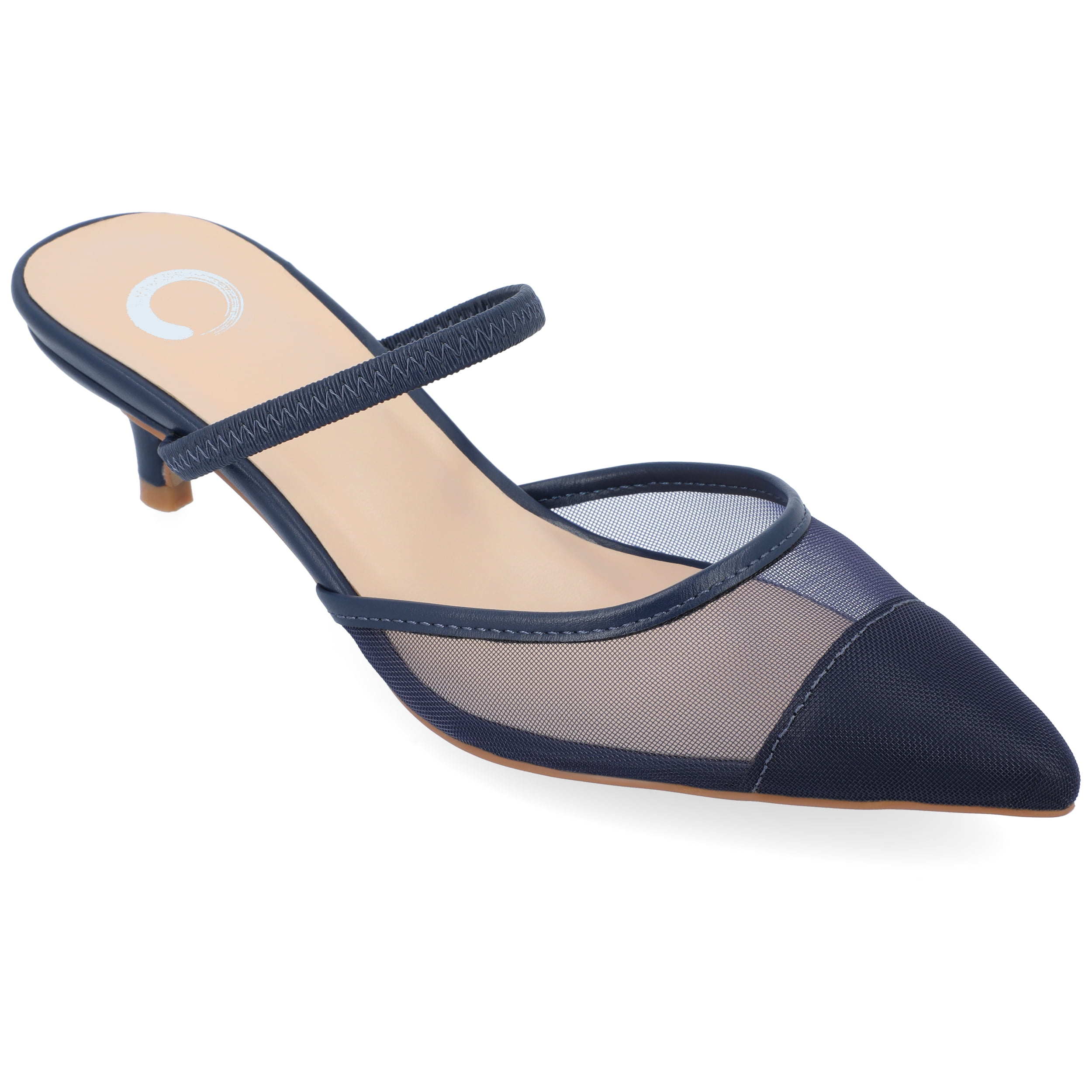 Journee Womens Allana Slip On Kitten Heel Mule Pumps