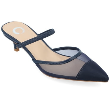 Journee Womens Allana Slip On Kitten Heel Mule Pumps