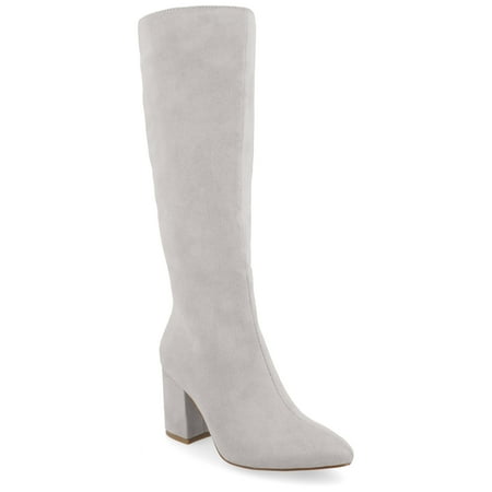 Journee Womens Ameylia Tru Comfort Foam Wide Width Extra Wide Calf Covered Block Heel Pointed Toe Boots