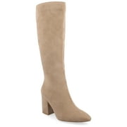 Journee Womens Ameylia Tru Comfort Foam Wide Width Wide Calf Covered Block Heel Pointed Toe Boots
