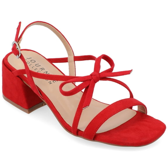 Journee Womens Amity Sling Back Multi Strap Block Heel Dress Sandals