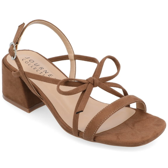 Journee Womens Amity Sling Back Multi Strap Block Heel Dress Sandals