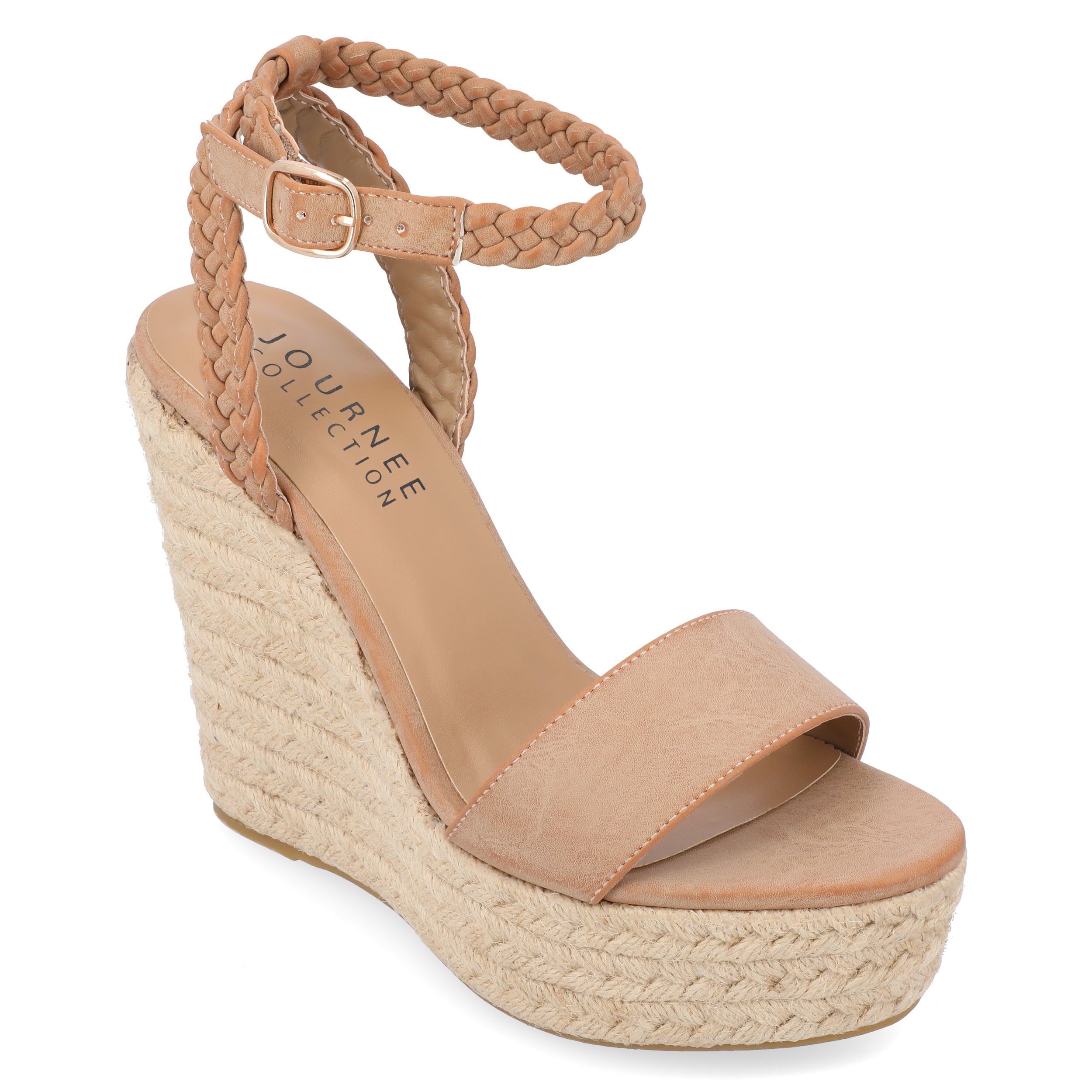Journee Womens Andiah Buckle Espadrille Wedge Sandals