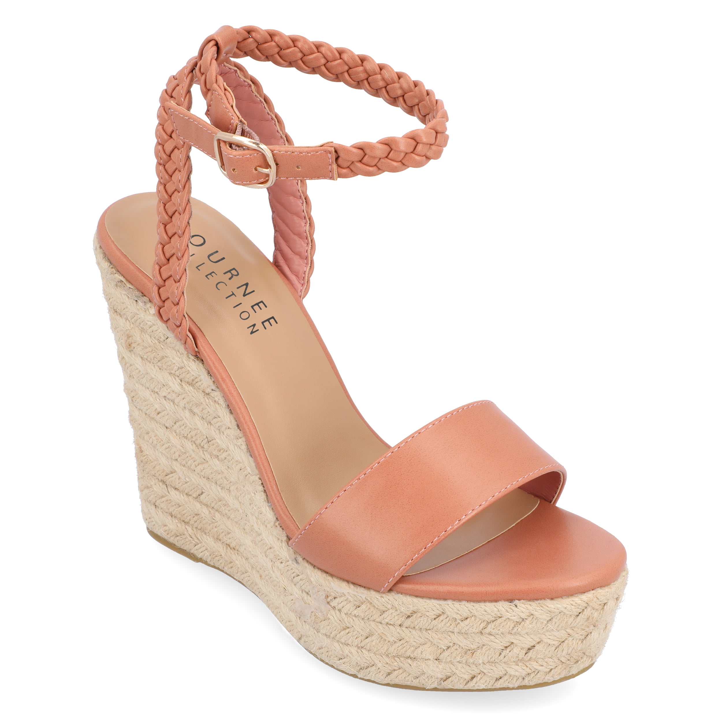 Journee Womens Andiah Buckle Espadrille Wedge Sandals