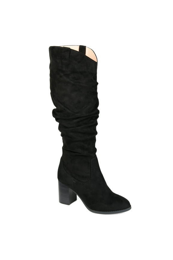 Womens Aneil Extra Wide Calf Stacked Heel Knee High Boots