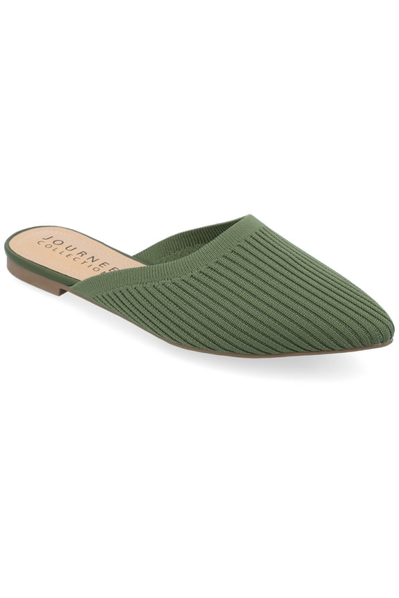 Womens Aniee Slip On Almond Toe Mule Flats, Widths Available