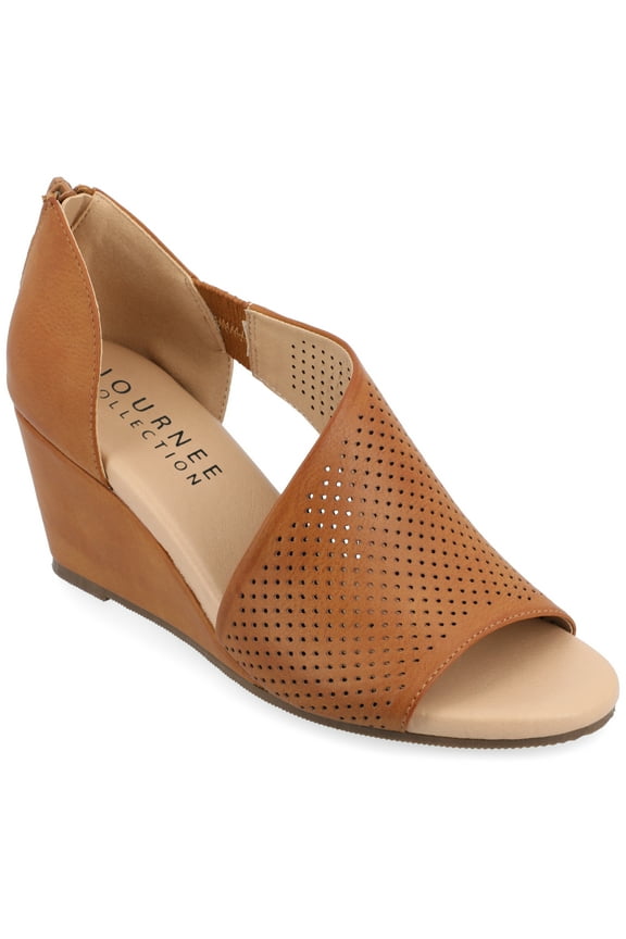 Womens Aretha Back Heel Zip Peep Toe Wedge Sandals, Widths Available